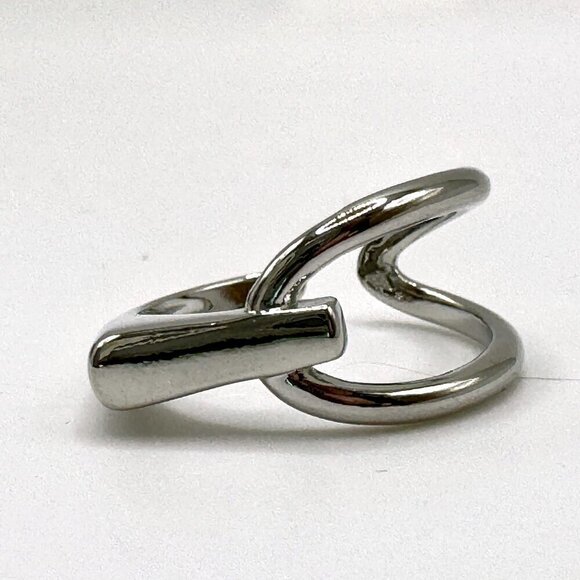 Sterling Silver 925 Adjustable Geometric Twist and Loop Ring #1447 - Picture 8 of 8